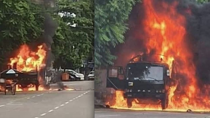 মিয়ানমারে বিস্ফোরণে উড়ে গেল সেনা বহনকারী ট্রাক, নিহত ৬